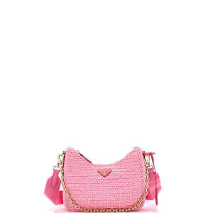 Prada Small Re-Edition 2005 Shoulder Bag Raffia